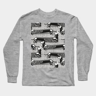 Spooktacular long dachshunds skeleton // pattern // light grey background skeleton dogs Long Sleeve T-Shirt